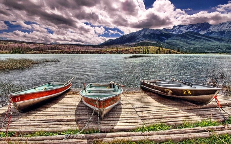 Three Boats on Dock