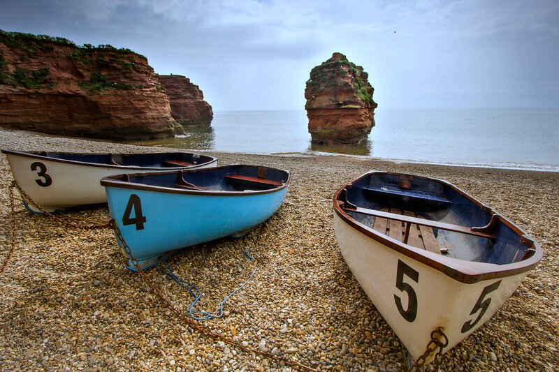 Three Boats on Pebble Beach
