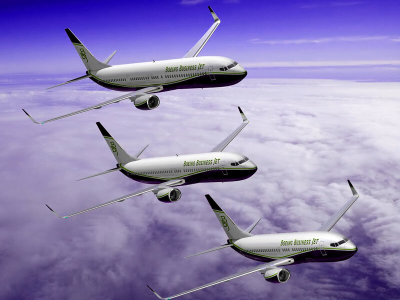 Three Boeing Business Jets in formation