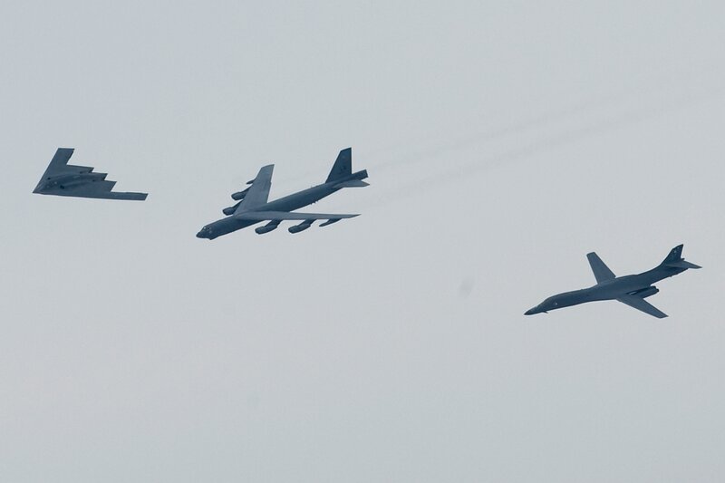 Three bombers in formation