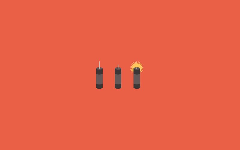 Three bombs with one exploding