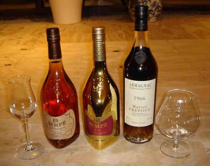 Three bottles of Armagnac