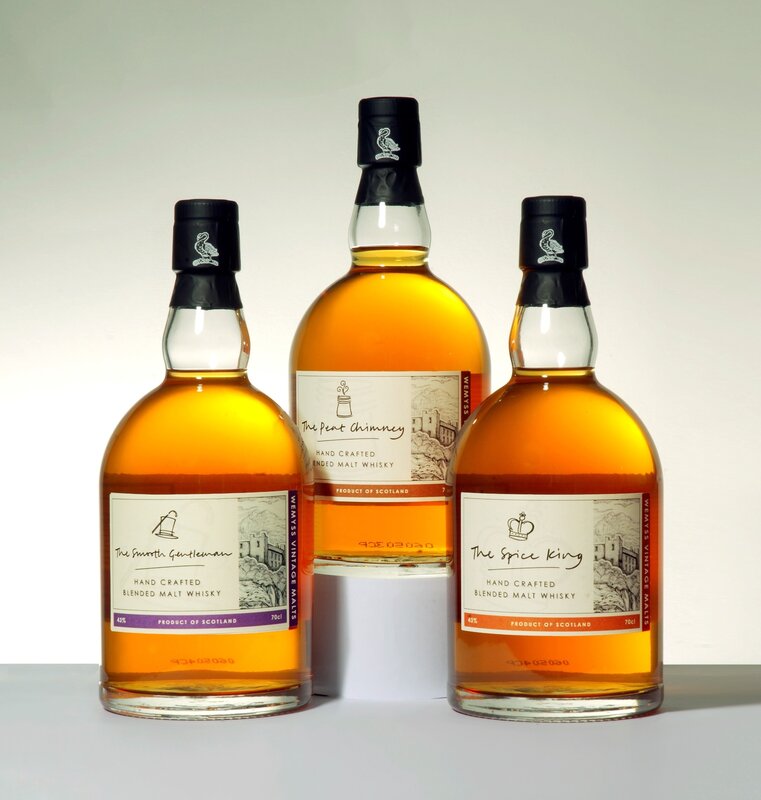 Three bottles of blended malt whisky