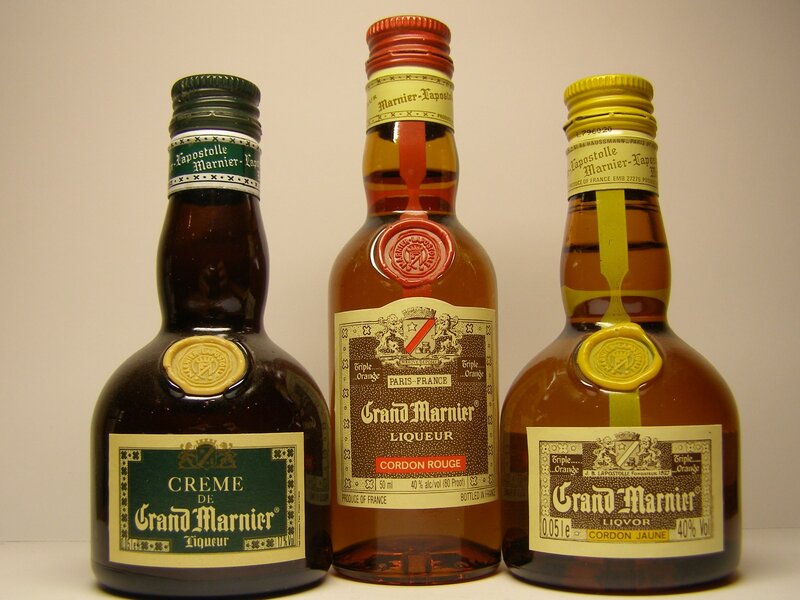 Three bottles of Grand Marnier liqueur