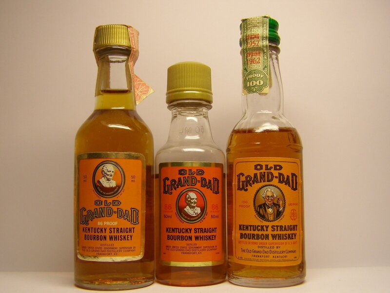 Three bottles of Old Grand-Dad bourbon