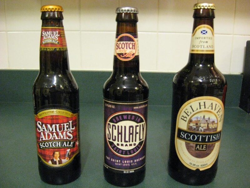 Three bottles of Scottish ale