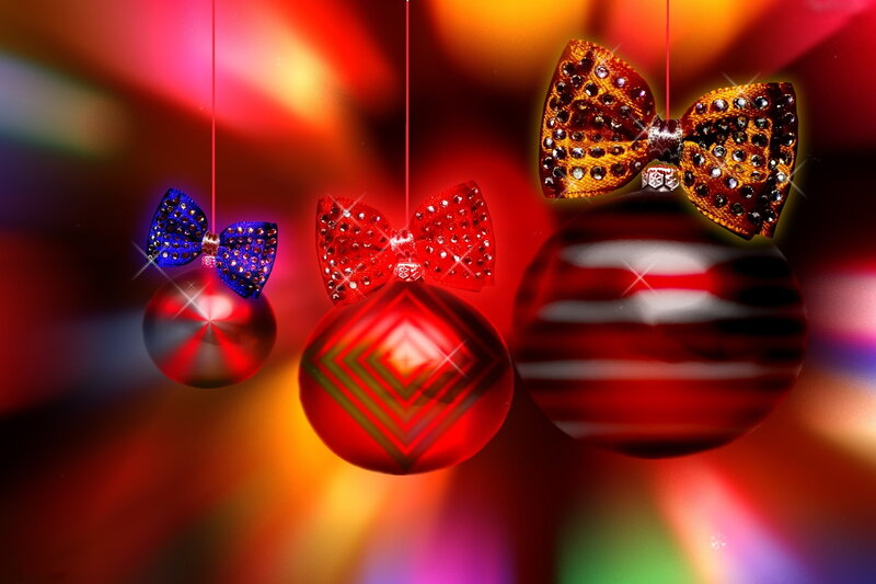 Three Bow-adorned Ornaments
