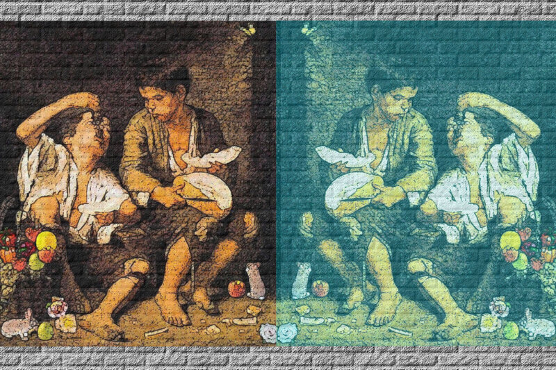 Three Boys Eating Bread