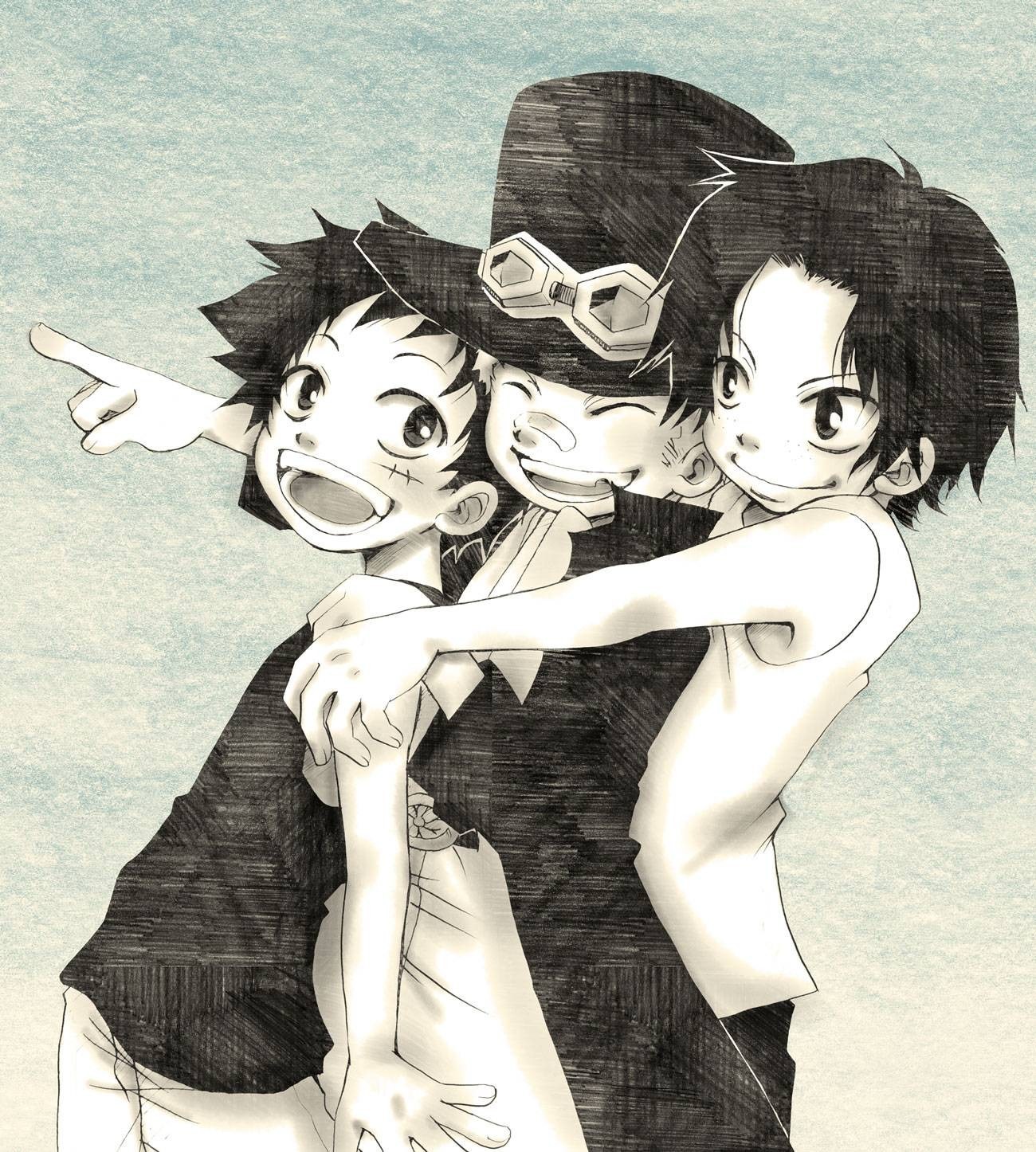 three boys hugging
