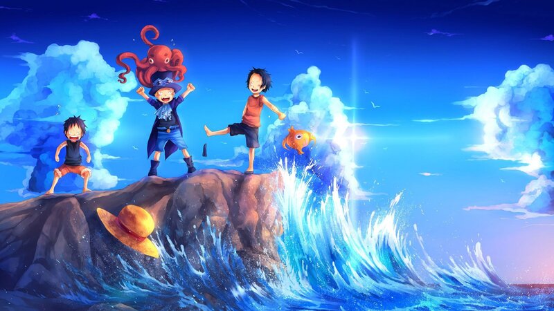 Three Boys on a Rock — Blue, Adventurous, Afternoon