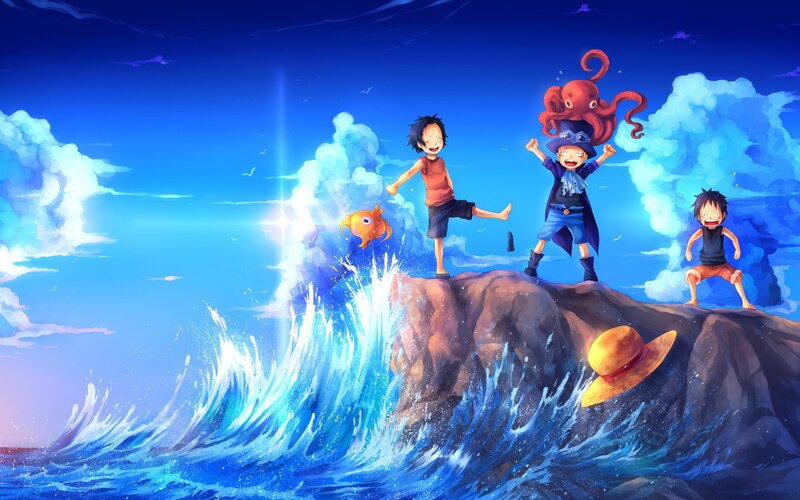 Three Boys on a Rock — Blue, Adventurous