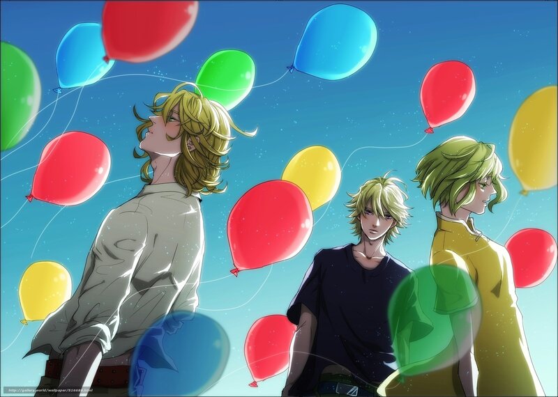 Three boys with balloons