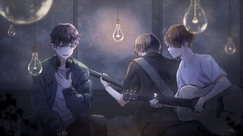 Three Boys with Guitars