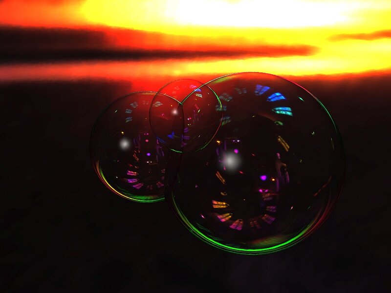 Three Bubbles at Sunset
