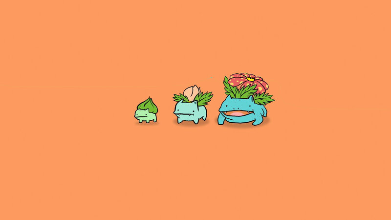 Three Bulbasaur Evolutions — Orange