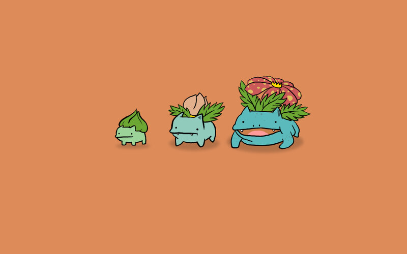 Three Bulbasaur Stages — Orange