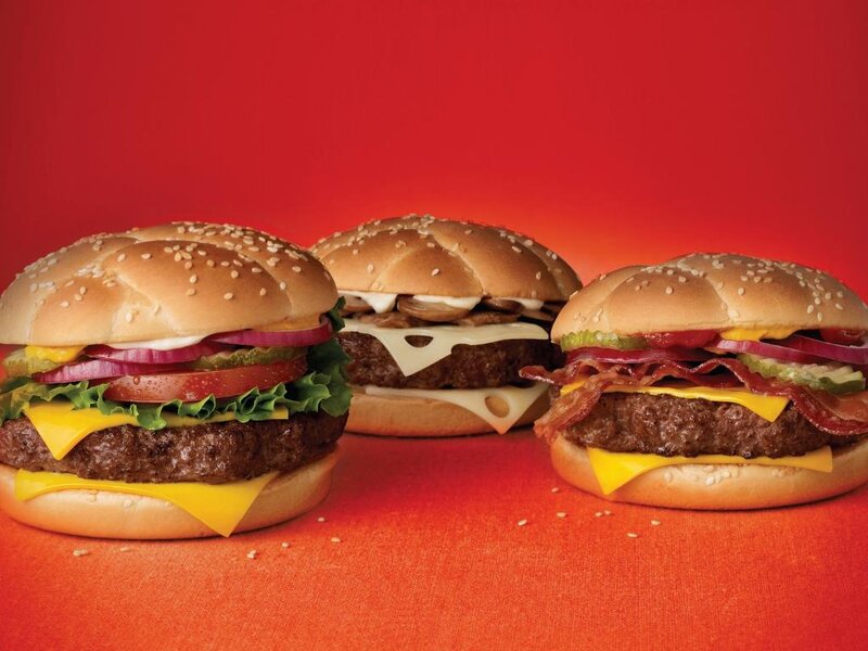 Three Burgers on Display
