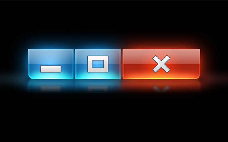 Three Buttons on Dark Background — Blue, Dramatic