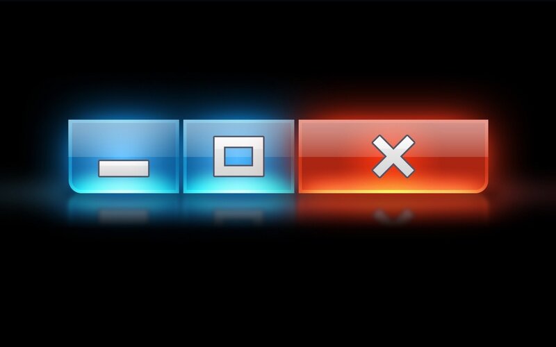 Three Buttons with Symbols — Blue, Dramatic, Digital Art, Minus Sign, Square