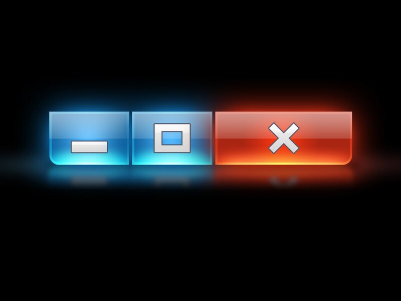 Three Buttons with Symbols — Blue