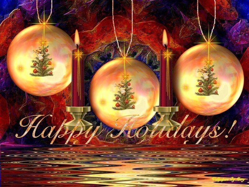 Three Candles and Ornaments — Red