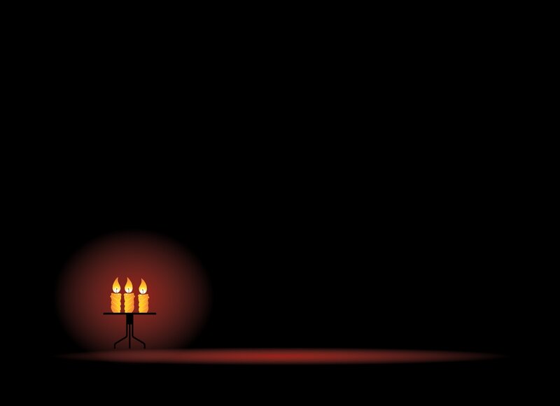 Three Candles on Stand
