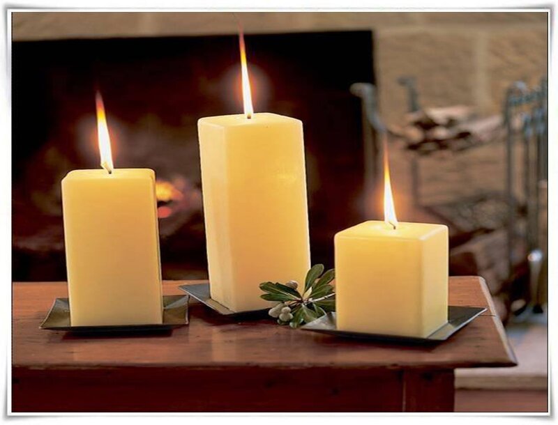 Three Candles on Table