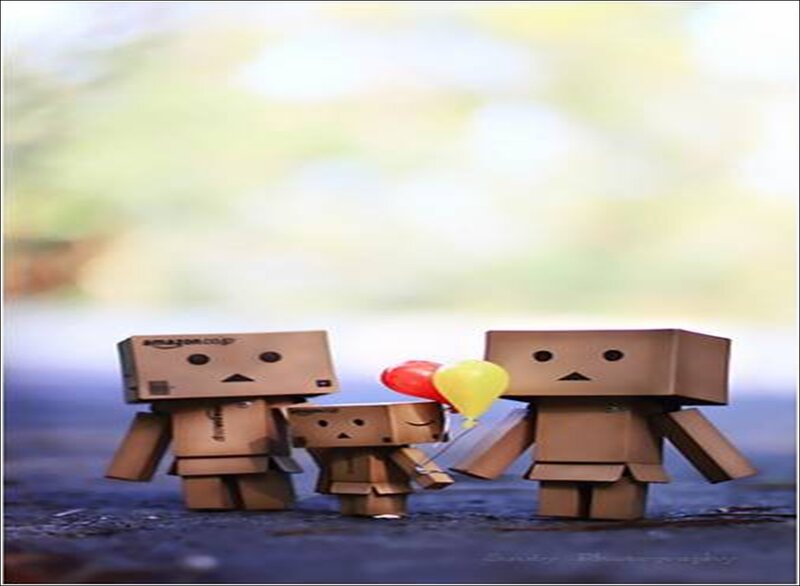 Three Cardboard Box Figures — Brown