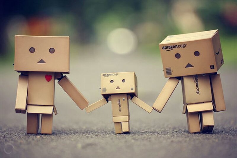 Three Cardboard Robots