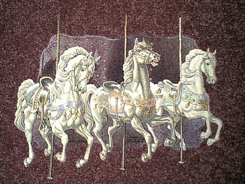 Three Carousel Horses — White