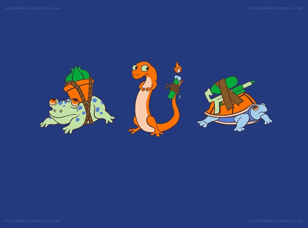 three cartoon amphibians