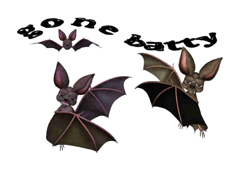 Three Cartoon Bats