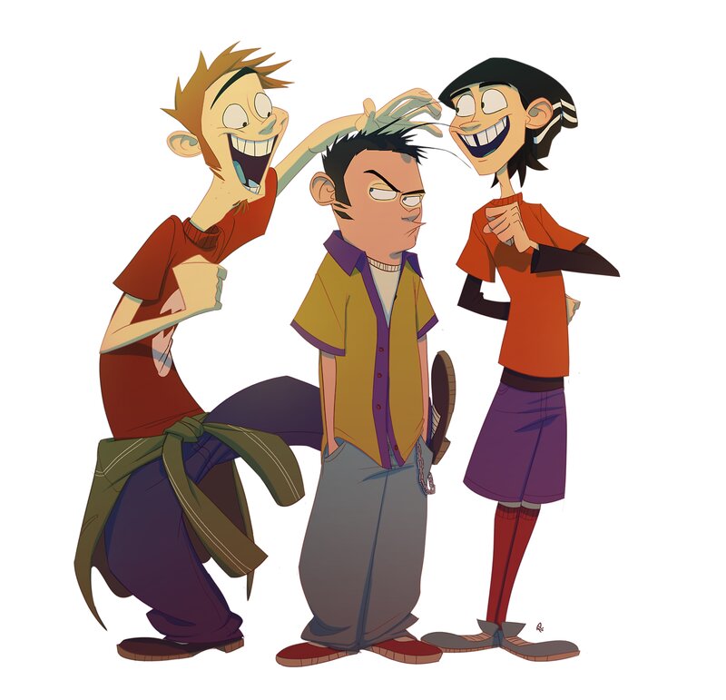 Three Cartoon Boys — Purple