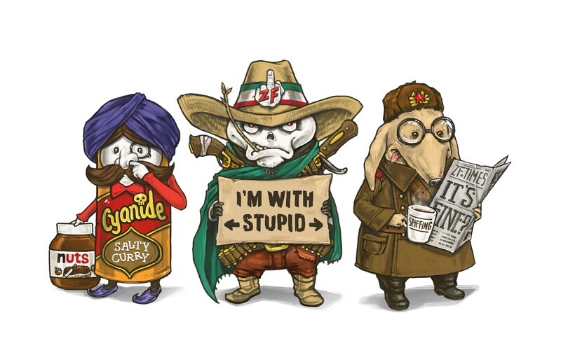 Three Cartoon Characters — Brown