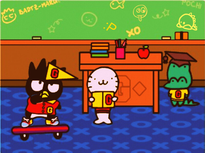 Three Cartoon Characters in Classroom