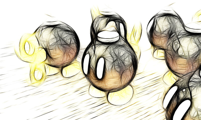 three cartoon characters in motion