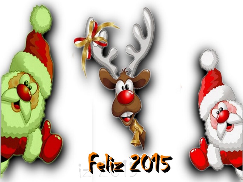 Three Cartoon Characters — Red, Festive