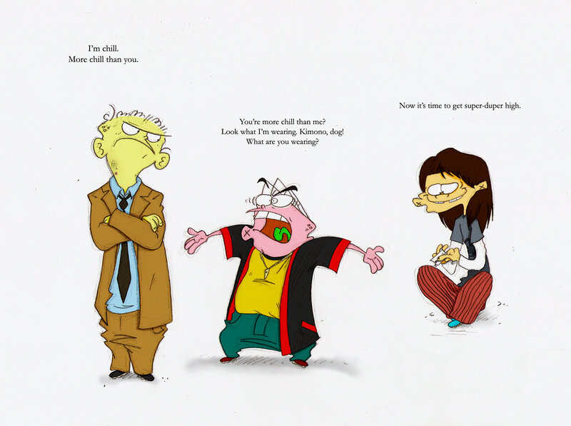 Three Cartoon Characters — Yellow, Humorous