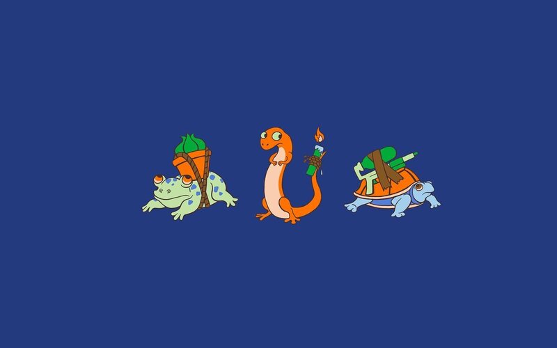 Three Cartoon Creatures — Blue