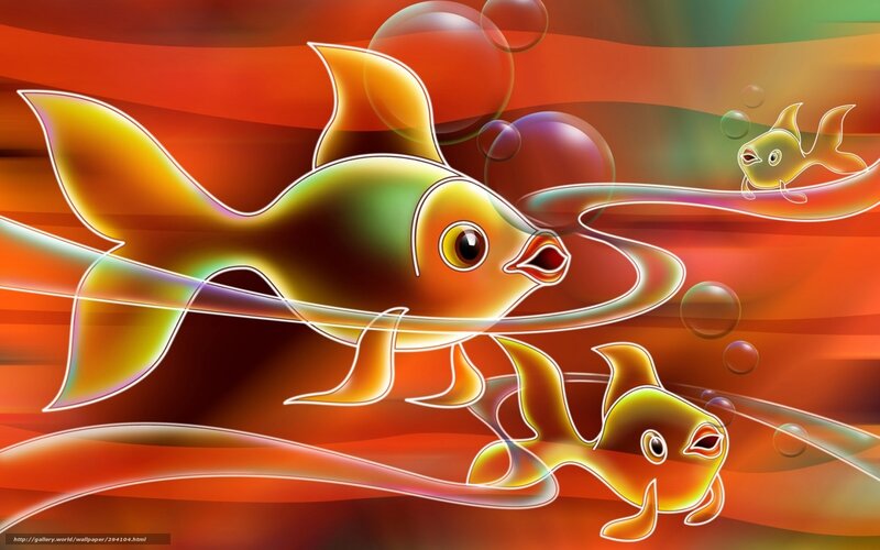Three Cartoon Fish — Orange