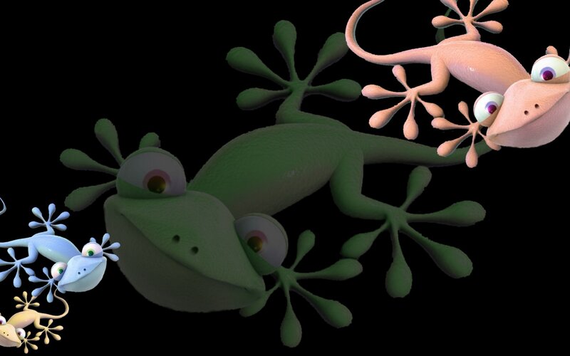 Three Cartoon Geckos