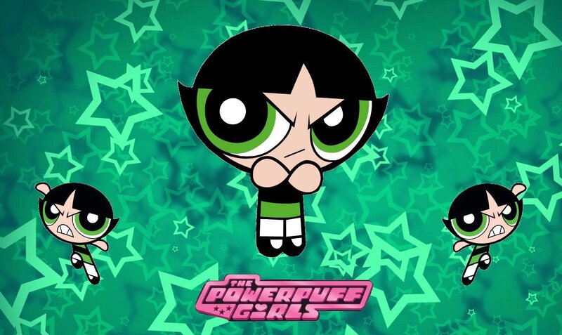 Three Cartoon Girls — Green