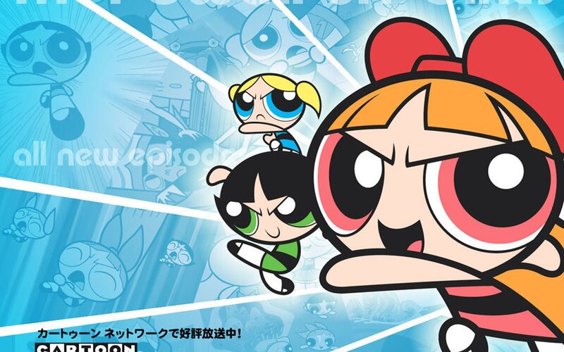 Three Cartoon Girls in Action