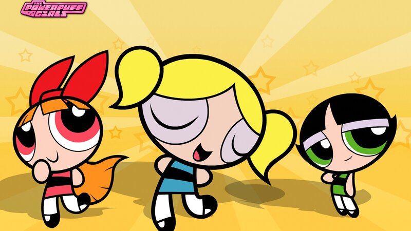 Three Cartoon Girls Running