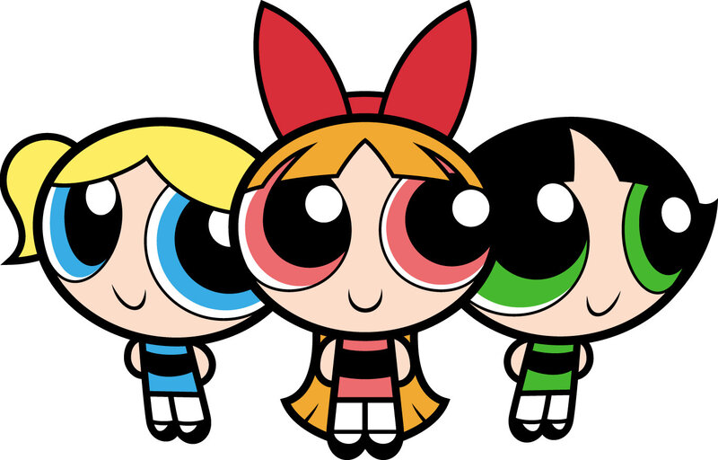 Three Cartoon Girls — Yellow, Playful