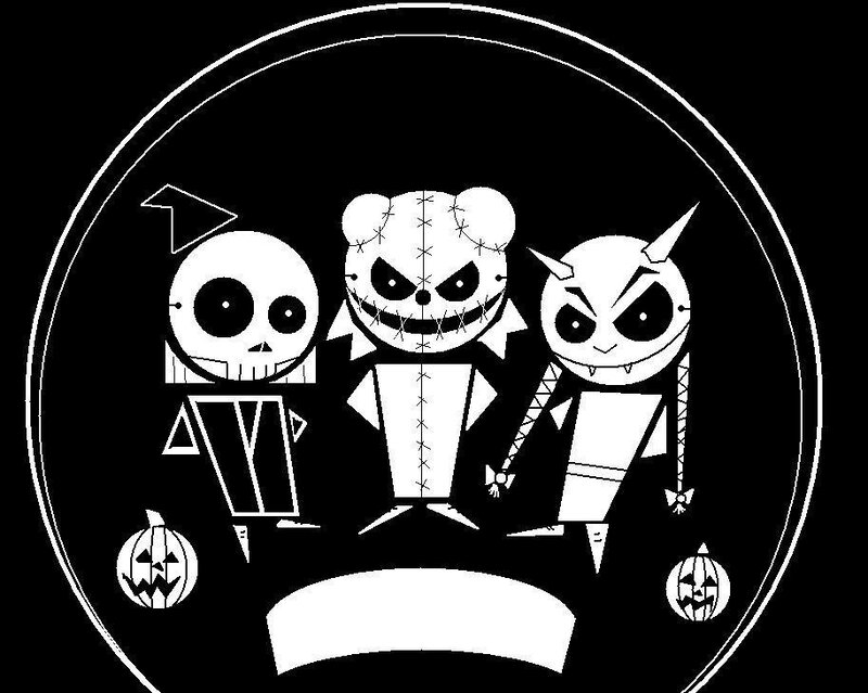 Three Cartoon Monsters — Black