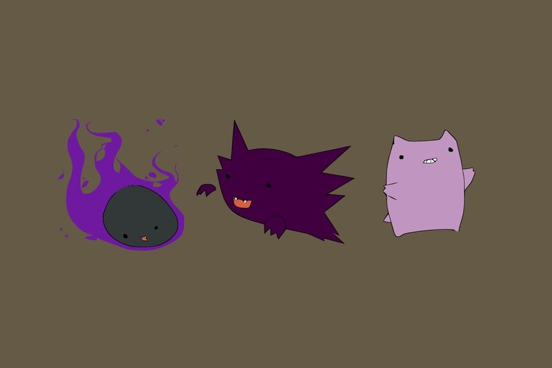 three cartoon monsters