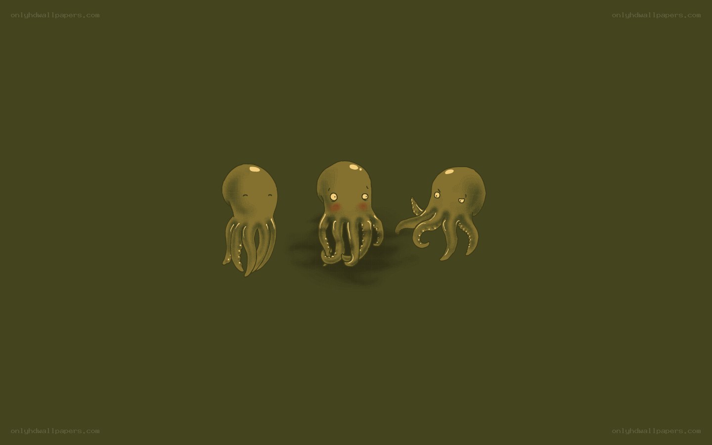 three cartoon octopuses
