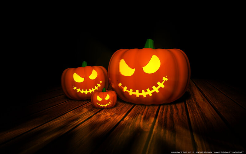 Three Carved Pumpkins — Orange