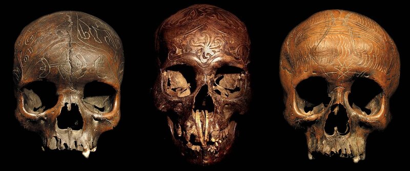 Three Carved Skulls
